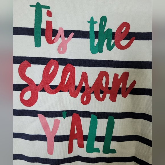 Kim Rogers Holiday Top Tis the Season Y’all Striped Long Sleeve - Picture 4 of 8